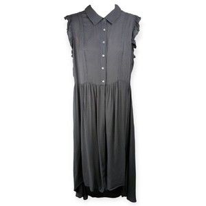 Anama Anthropologie Peasant Dress Blue Open Skirt Flutter Sleeve Soft Academia S